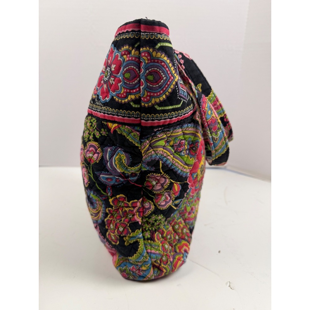 Vera Bradley Symphony in Hue Retired Mid Size Tote Bag Black Floral Shoulder Bag - Picture 2 of 12